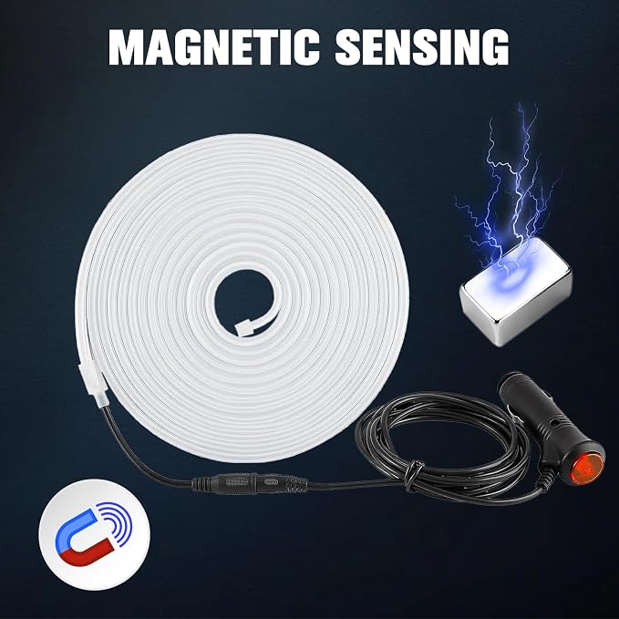 DIBMS 177" Car Trunk LED Light Interior Kit, Starting Streamer Scanning Magnetic Sensing White Ambient Lighting Strip Silicone Waterproof 12V Universal Auto Parts LED Lights for Cars