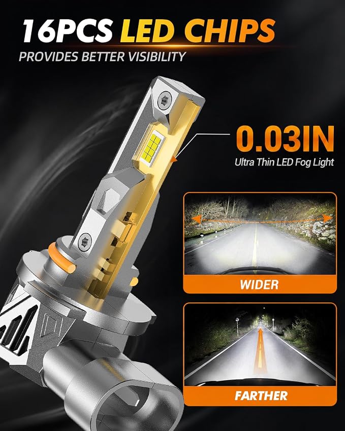 Termitor Latest H13/9008 H10 LED Bulbs Combo, 100,000LM 15X Ultra-Bright 6500K Cool White, Ford F-150 2004-2014, Real 1:1 Size 9008/H13 H10/9145/9140 LED Headlight Eyebrows, Plug N Play, Pack of 4