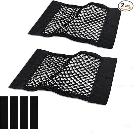 Universal Mesh Cargo Net for Car Trunk Storage,Elastic Small Automotive Cargo Net Pocket Wall Sticker Organizer Pouch Bag Storage for SUV,2 Pack with Tape Stickers