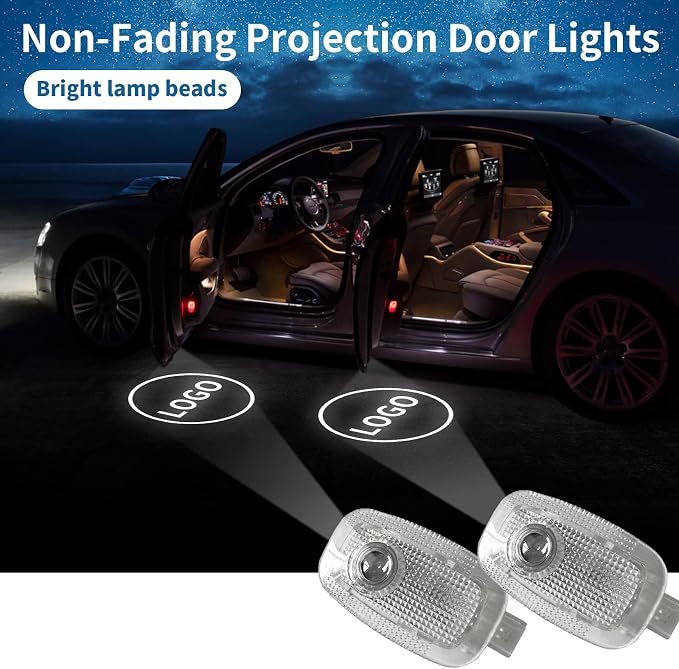 2 Pcs Non-Fading Car Door LED Style Logo Projector Welcome Lamp Door Light Puddle lights Kit Compatible with Accessories W221 S Class 2008 2013 S500 S350 S63 S65 (S Class, W221 2006–2013)