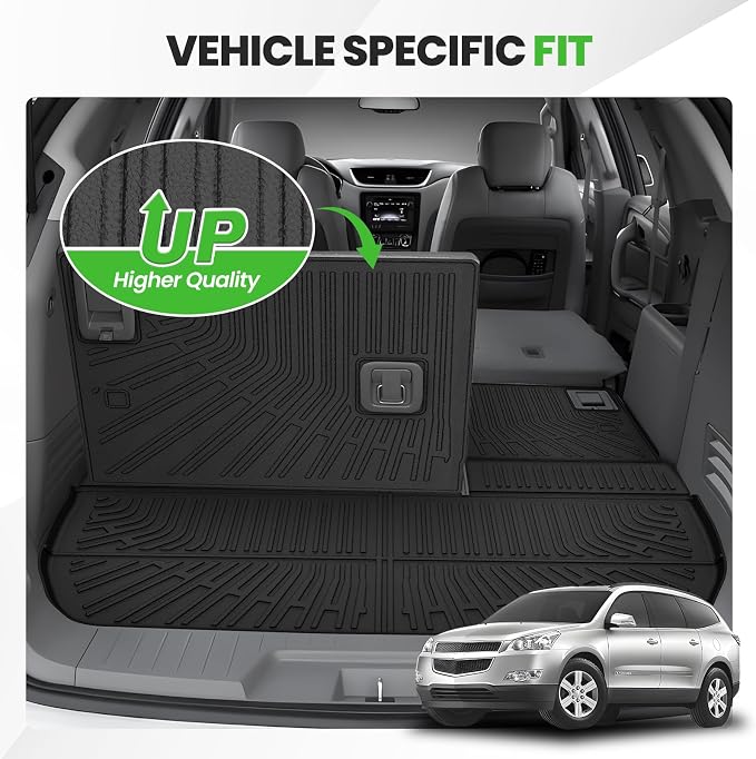 Traverse Cargo mat - Trunk Mat for Chevy Traverse 2009-2017, All Weather Trunk Mat & Backrest Mat for Traverse Accessories, Heavy Duty Rubber Mats, Car Accessories