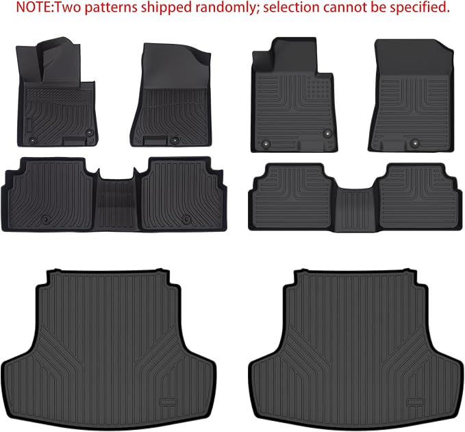 KELCSEECS Floor Mats & Cargo Liner Custom for Kia K5 2021-2026(FWD Only) & Hyundai Sonata 2020-2026(FWD Only) All Weather Protection TPE Floor Liners Front& Rear Row Full Set Accessories Black