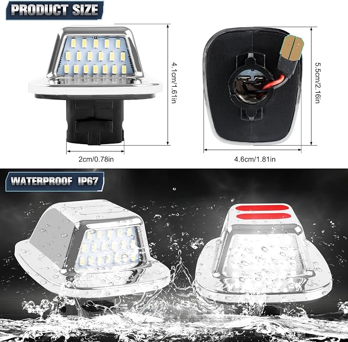 POPMOTORZ LED License Plate Lights Rear Tag Lamps Red OLED Neon Tube Pure Compatible with 1988-2000 Chevy GMC C/K Series 1500 2500 3500 Suburban S10 Blazer Tahoe Yukon Sonoma GMC Sierra LED Tag Lights