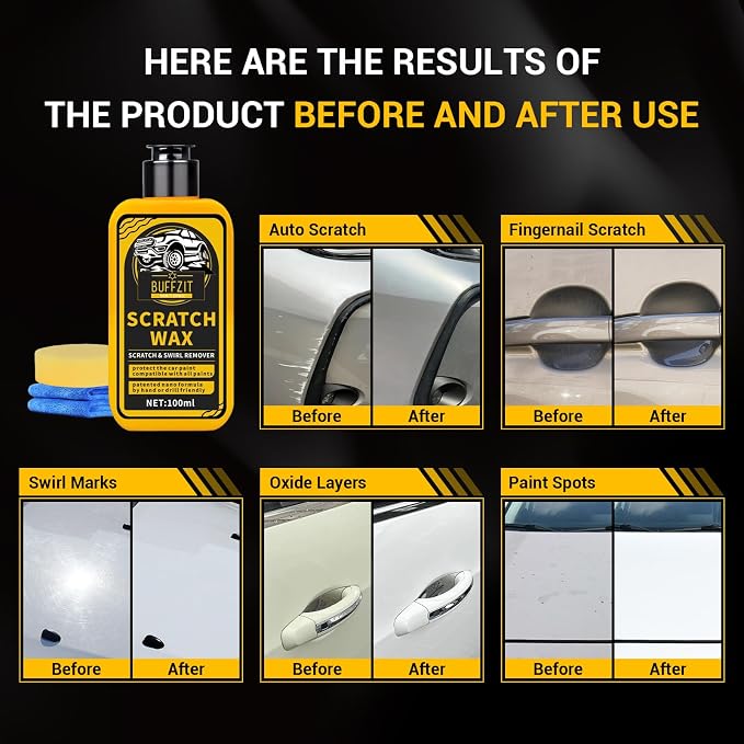 Car Scratch Remover for Vehicles, Scratch Repair Wax, Rubbing & Polishing Compound, Easily Removes Surface Scratches, Effectively Reduces Swirl Marks for Cars and Other Vehicles, 3.4oz/100ml