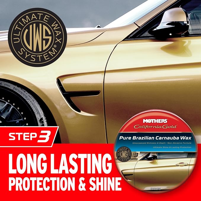 Mothers California Gold Pure Brazilian Carnauba Wax, 12 oz. Paste (05550) | Ultimate Wax System Step 3, Delivers Deep Shine & Long-Lasting Protection, Enhances Richness & Depth for All Paints