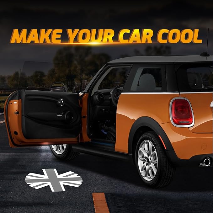 2Pcs Car Door Lights Projector for Clubman/Countryman/Paceman/Sports/Cooper R55 R56 R57 R58 R59 R60 R61 F55 F56 F57 Car Accessories - Ghost Shadow Welcome LED Puddle Lights (Gray)