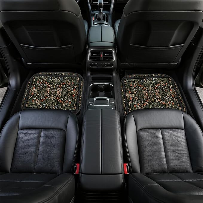 Nature Car Floor Mats Set of 4 Rustic Daisy Butterfly Wooden Automotive Foot Mats Rugs Carpet for Car Non-Slip Auto Car Accessories Universal Fit for Car SUV Truck Van