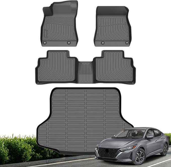 Floor Mats & Cargo Liner for Nissan Sentra 2020-2025 | All Weather TPE Floor Mats Trunk Cargo Liner for Sentra Accessories Odorless Anti-Slip Full Coverage Set Black