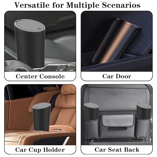Car Trash Bin with Lid - 2 Pack Universal Leakproof Vehicle Garbage Can Bin with 40pcs Trash Bags - Car Organizers and Storage for Front Back Seat Accessories