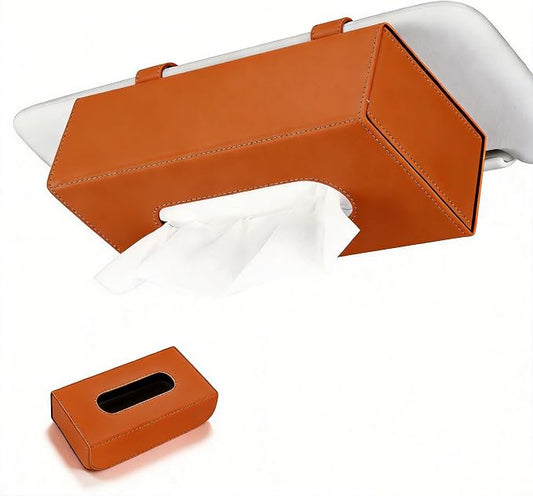 Car Visor Tissue Holder - Universal Hanging Auto Napkin Dispenser with Metal Clip, Multi-Position Tissue Box for Door or Seat Back,Premium Car Interior Accessories for Safe Driving(Orange)