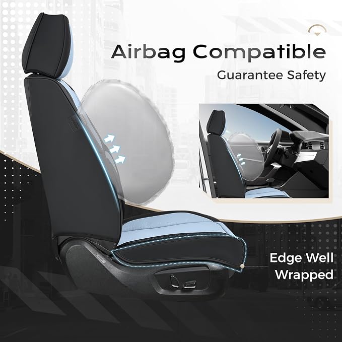 Coverado Car Seat Covers, Seat Covers for Cars, Waterproof Leather Auto Seat Protectors, Leather Car Seat Cushion, Car Interiors Accessories Universal Fit for Most Cars