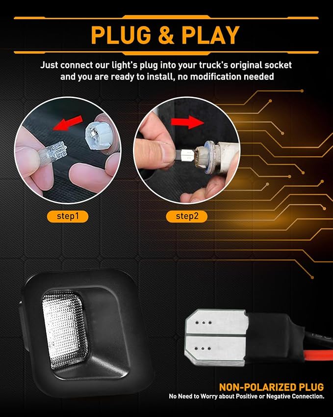 LESAUCE Full LED Clear Lens License Plate Light For 2003-2018 Dodge RAM 1500 2500 3500 Pickup Truck, 6000K Cool White, Tag Lamp Assembly Replacement，2PCS
