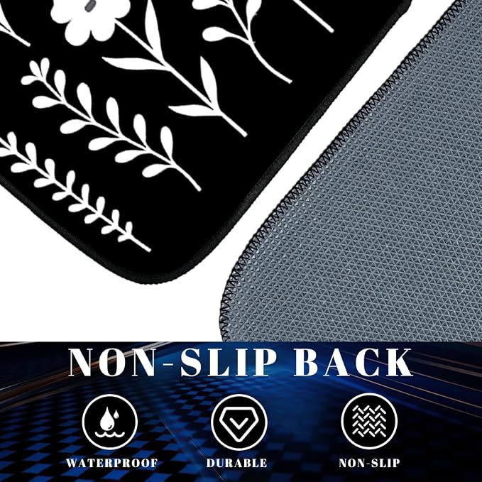 Botanical Car Floor Mats Set of 4 Black White Minimalist Floral Silhouette Automotive Foot Mats Rugs Carpet for Car Non-Slip Auto Car Accessories Universal Fit Car Accessories for Truck