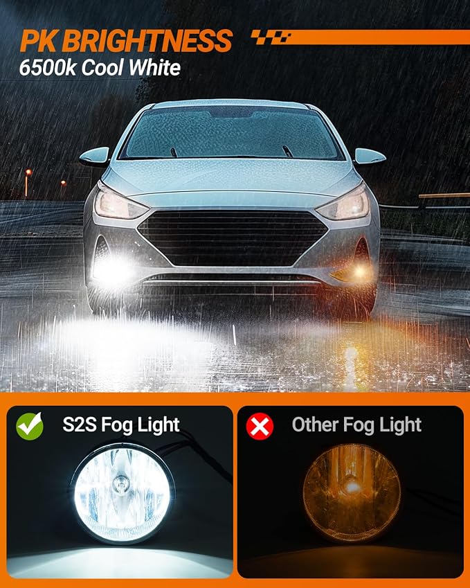 SEALIGHT 5202 LED Fog Light Bulbs, 24 CSP Chips 12000 Lumen 5202 LED Fog Lights, 800% Super Brighter 5201 PS24W Fog Lights for Car, 6500K Cool White, Plug-N-Play, Pack of 2