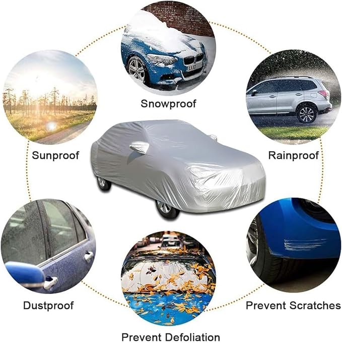 ikaufen Car Cover Waterproof All Weather for Automobiles, Car Cover Dirtproof, Scratch Resistant, Snowproof UV Protection Windproof, Universal Fit for Sedan (117-185 inch)