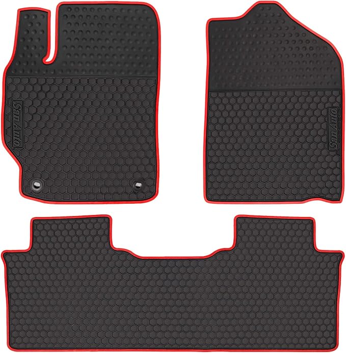 Car Rubber Floor Mat for Toyota Camry 7th 2012-2013-2014-2015-2016-2017 Custom Fit Black Red Rubber Car Floor Liners Set All Weather Protection Heavy Duty Odorless