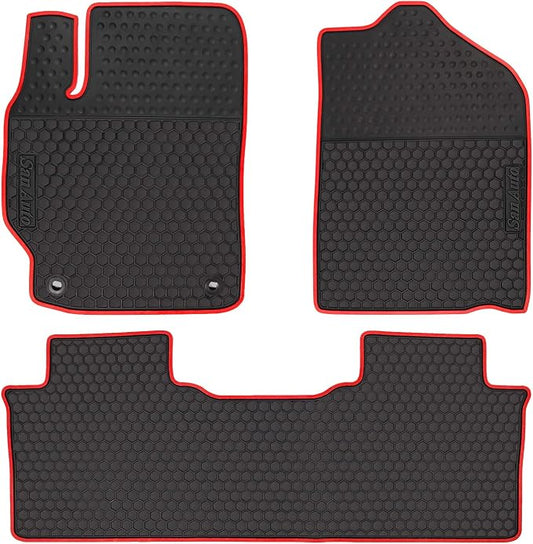 Car Rubber Floor Mat for Toyota Camry 7th 2012-2013-2014-2015-2016-2017 Custom Fit Black Red Rubber Car Floor Liners Set All Weather Protection Heavy Duty Odorless