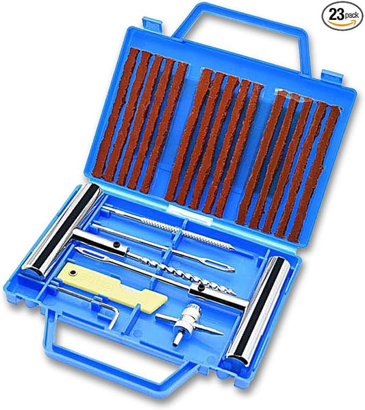 Tire Repair Kit,Heavy Duty Tire Plug Kit 23 Pcs, with Universal Tire Patch Kit to Plug Flats for Car, Truck, RV, SUV, ATV, Motorcycle, Tractor, Trailer. Flat Tire Puncture Repair Kit