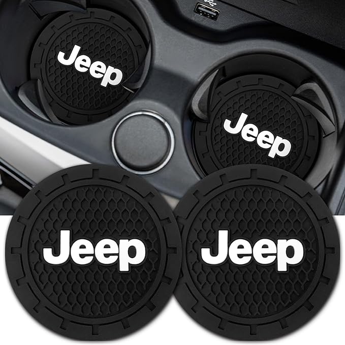 Car Cup Holder Coaster for Jeep Series Recessed Silicone Cupholder Coaster Interior Accessories 2.75in 2Pieces Black
