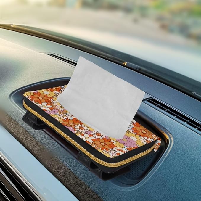 Colourful Daisies Car Visor Napkin Box Automotive Tissue Holder Daisies Car Interior Accessories Multi Functional Tissue Case Holder
