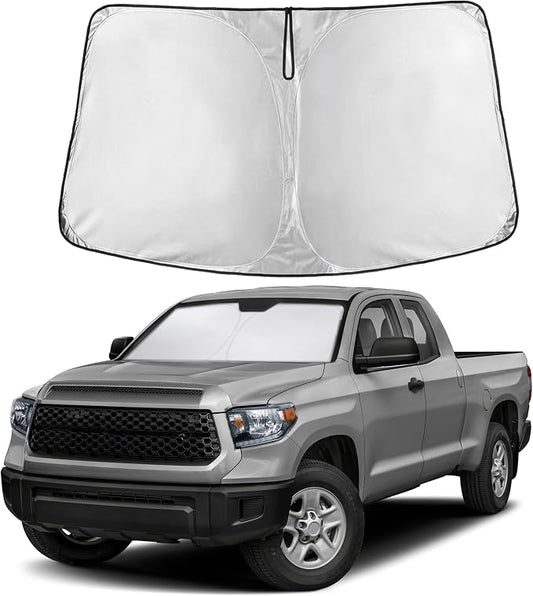 EcoNour Windshield Sun Shade Compatible for Toyota Tundra 2022–2026 | Custom Fit Pickup Truck Front Window Sunshade | Foldable UV & Heat Reflective Sun Visor