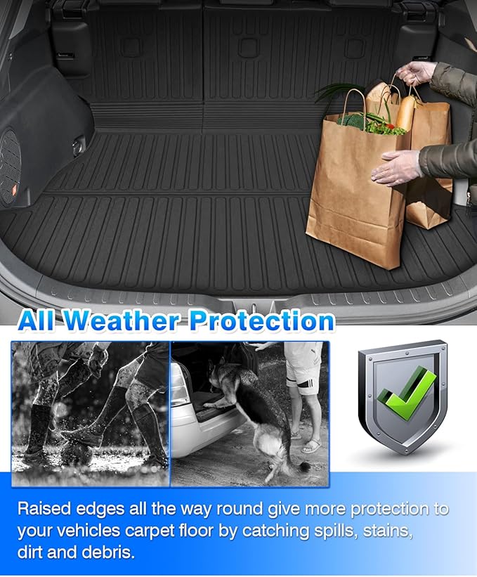 Rav4 Cargo Liner - Trunk Mat Fits for Toyota Rav4 2019-2025 (Include Hybrid), All Weather Cargo Mat with Backrest Mat for Rav 4 Accessories, Heavy Duty Car Mats, Car Accessories