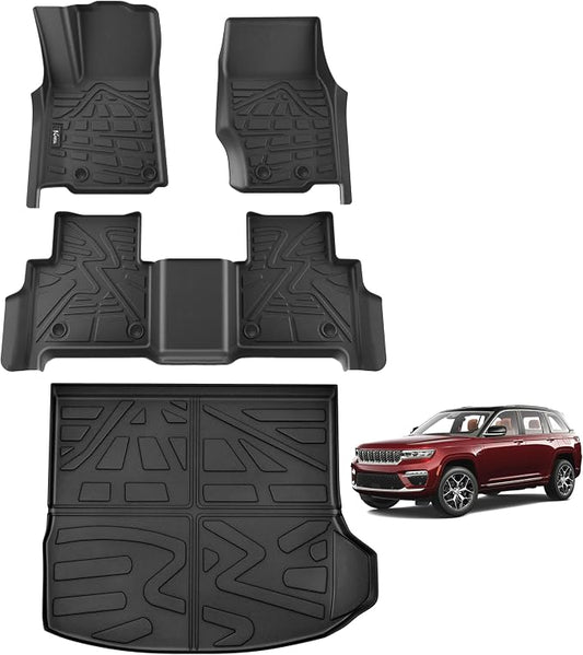 KARPAL Floor Mats & Cargo Liner for 2022-2025 2026 Jeep Grand Cherokee WL (Include 4xe, Not for WK2 or WL75) 5-Seat Only, All Weather TPE Custom Fit Floor Liners Car Mats Accessories
