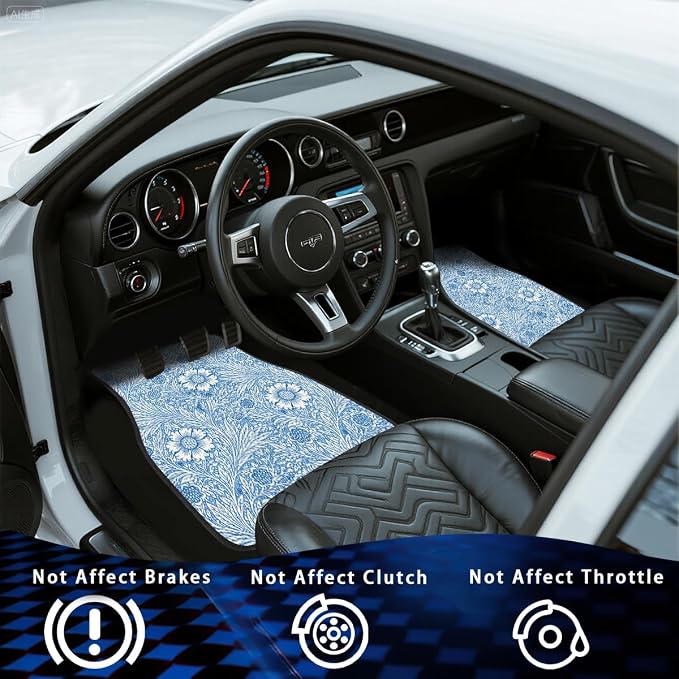 Vintage Carpet Car Floor Mats Persian Floral Blue Red Carpet Front Rear Carpets Mat Decorative Car Floor Carpets Non-Slip Auto Car Accessories Universal Fit Car Accessories for Truck