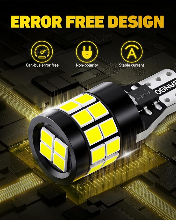 BANGO 912 921 LED Bulb for Backup Reverse Light, 6000K White Non-polarity CANBUS Error Free Super Bright T15 906 922 W16W LED Replacement Bulbs for Back Up Daytime Running Lights, Pack of 2