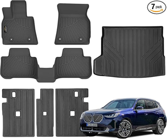 Floor Mats Custom Fit for BMW X3 2025 2026 M50/30 xDrive Trunk Mat with Backrest Mat All Weather TPE Rubber Cargo Liner Anti-Slip Full Set for BMW X3 Accessories (Trunk Mat+Backrest Mats+Floor Mats) | All Weather TPE Rubber Floor Liners, Cargo Liner, B...
