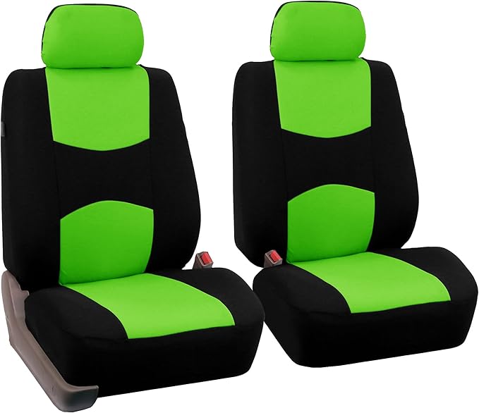FH Group Car Seat Covers Front Set in Cloth-Car Seat Covers for Low Back Car Seats with Removable Headrest,Universal Fit,Automotive Seat Covers,Washable Car Seat Cover for SUV,Sedan,Van Green