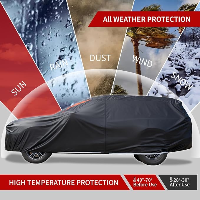 Car Covers for Automobiles, 6 Layers Car Cover Waterproof All Weather, Outdoor Car Cover Sun UV Rain Snow Wind Protection, Full Exterior Cover Fit for 189"(189 * 73 * 65 inch) SUV