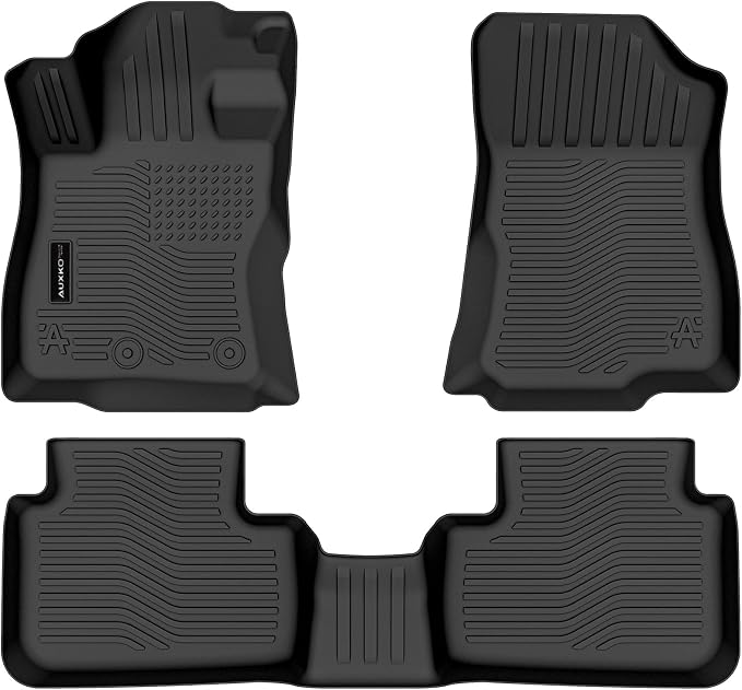 Auxko All Weather Floor Mats for 2025 2026 Subaru Forester Hybrid TPE Rubber Liners Accessories for 2025 Subaru Forester Hybrid Odorless Anti-Slip Floor Mats Black
