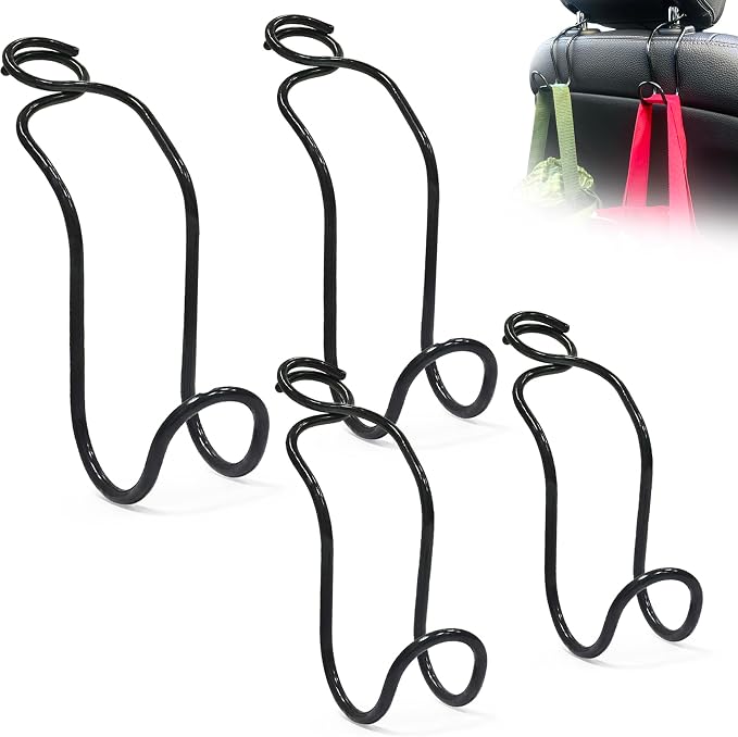 4 Pack Purse Hooks for Car SUV Truck Seat Front Back Organizer - 2*S + 2*L | Metal Hanger Headrest Holder for Handbag, Bag, Hardhat, Grocery Road Trip Must Haves Car Gadgets Accessories for Women