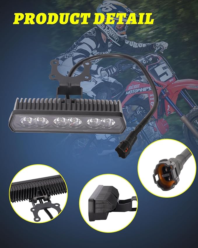 6 Inch Dirt Bike LED Light Bar Headlight Kit for Motorcycle Surron Off Road | LED Driving Light Bar Plug-Play 6" Single Row Spot Beam IP68 Waterproof Headlight Kit for CRF KX Surron Talaria E-Bike