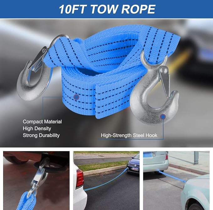 THINKWORK Car Emergency Kit for Teen Boy and Men's Gifts, Blue Emergency Roadside Assistance kit with 10FT Jumper, First Aid Kit, Safety Hammer, Tow Rope, and More Ideal Blue Car Accessories Tool