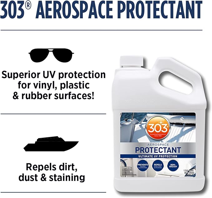 303 Marine Aerospace Protectant for Boat Vinyl, 1 Gallon | Provides UV protection for marine vinyl and surfaces while helping prevent fading, cracking, and staining.