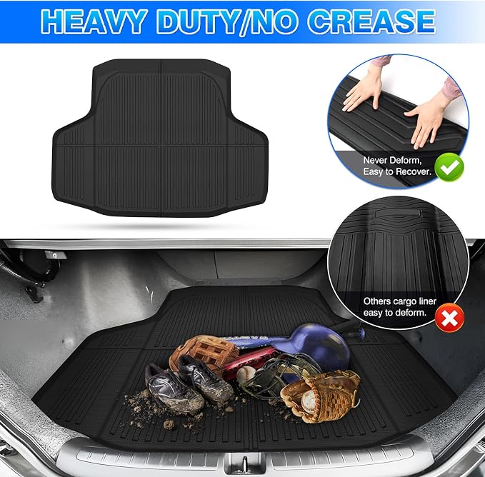 Cartist Cargo Liner Compatible with Honda Accord & Accord Hybrid 2018-2022 All Weather Rear Trunk Mat High Side Waterproof TPE Black