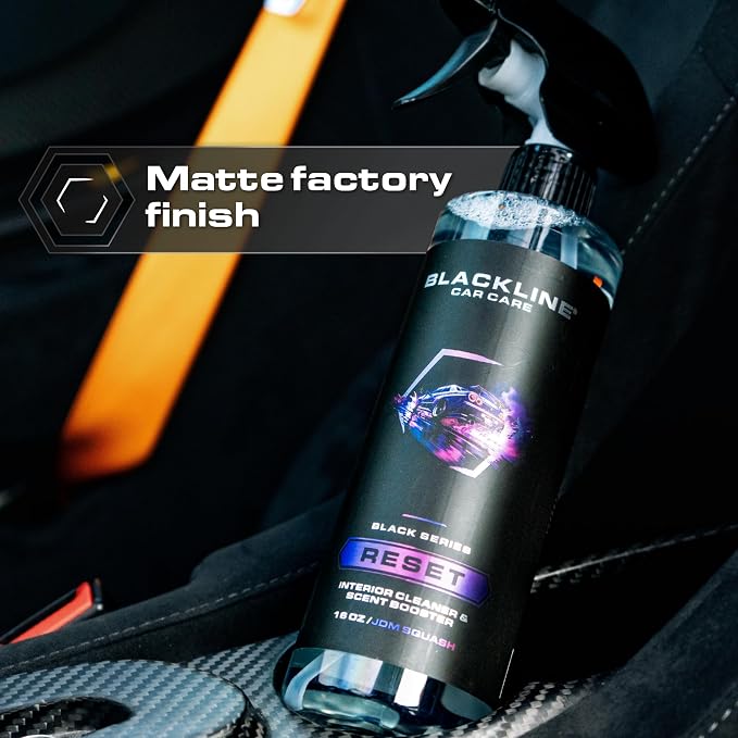 Blackline Luxury Scented Leather Interior Car Cleaner Reset Deep Cleans & Deodorizes All Surfaces, pH-Neutral High-Foam Formula, Long-Lasting Premium Fragrance and Deodorization for Car - JDM Squash