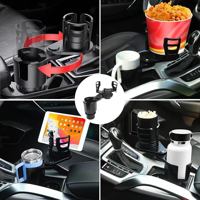 Cup Holder Expander for car 2 in 1 Multifunctional Car Cup Holder Extender Adapter with Adjustable Base Compatible with Hydro Flask, Yeti, Nalgene, 32/40 oz Large Bottles Drinks Mugs