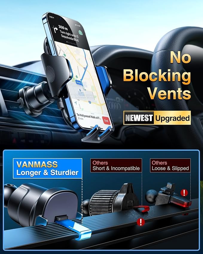 VANMASS Car Phone Holder 2026 Ultimate Military-Grade Strongest Suction & Clip Windshield Dashboard【Newest Best Strongest】Cell Phone Shower & Wall Mounts for iPhone 17 Pro Max 16 15 14 13 Android