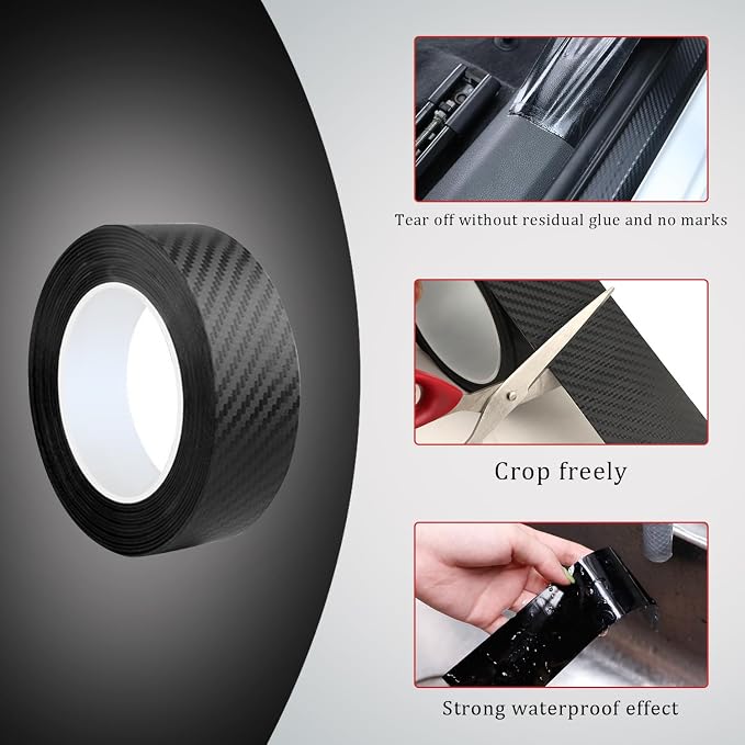 Car Door Edge Trim,Universal Door Sill Protector,Carbon Fiber Front/Rear Bumper Guard,Automotive Scratch Cover Strip Sticker,Car Exterior Accessories for Most Cars(1.97" x33FT,Carbon Fiber)