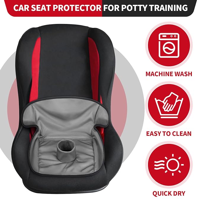 HunnmingRe 2 Pack Black Car Seat Protector for Potty Training Waterproof Piddle Pad Cover from Spillages Nappy Leaks Toilet Training Anti Slip Backing Strollers Carseat Liner for Toddlers Babies