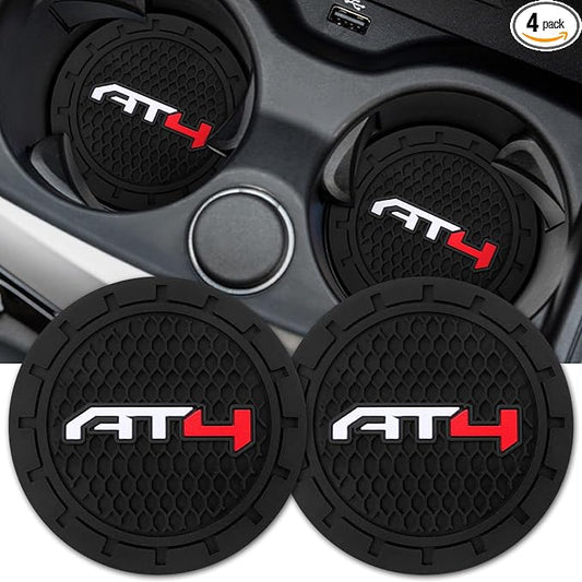 Car Cup Holder Coaster for GMC AT4 Series Recessed Silicone Cupholder Coaster Interior Accessories 2.75in 2Pieces Black