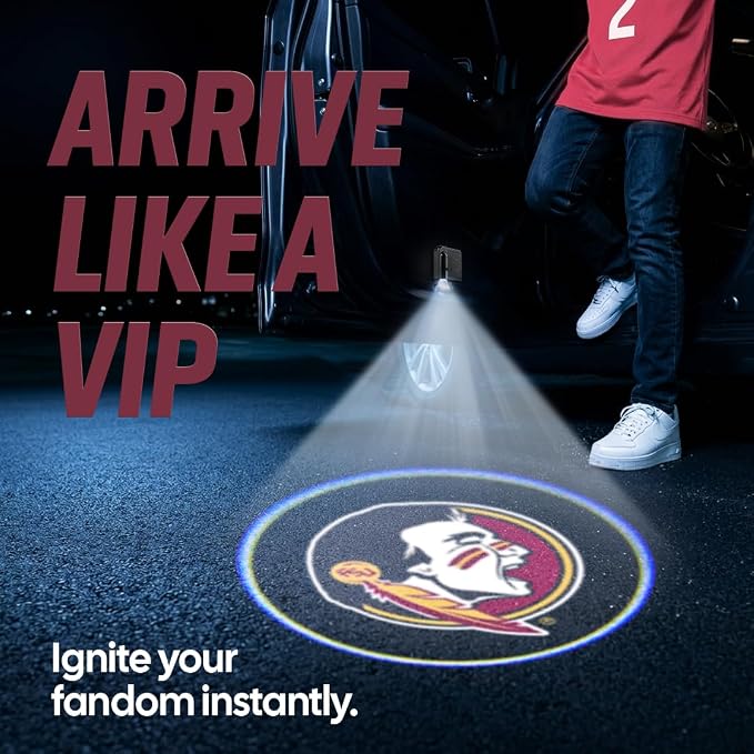 Sporticulture American Football Florida State Seminoles Car Door Lights Logo Shadow Display - Officially Licensed NCAA Car Accessories - Show Your Team Pride - Battery Powered, Universal Fit