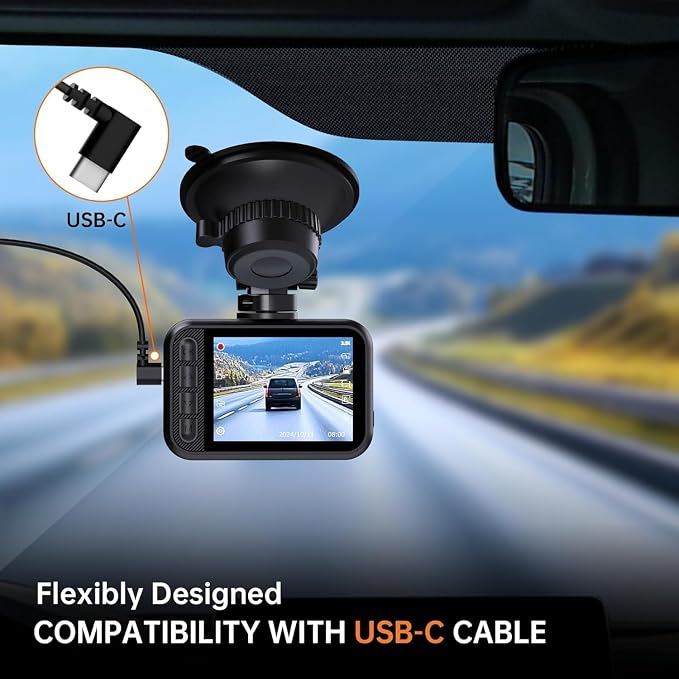 Dash Cam Front and Rear for Cars, 2.5K+1080P Dual Camera with 2" Screen | WDR Night Vision, 170° Lens, G-Sensor, Loop Recording, 360° Mount, Mini Design, 256GB Max, 24H Parking, SD Card Not Included