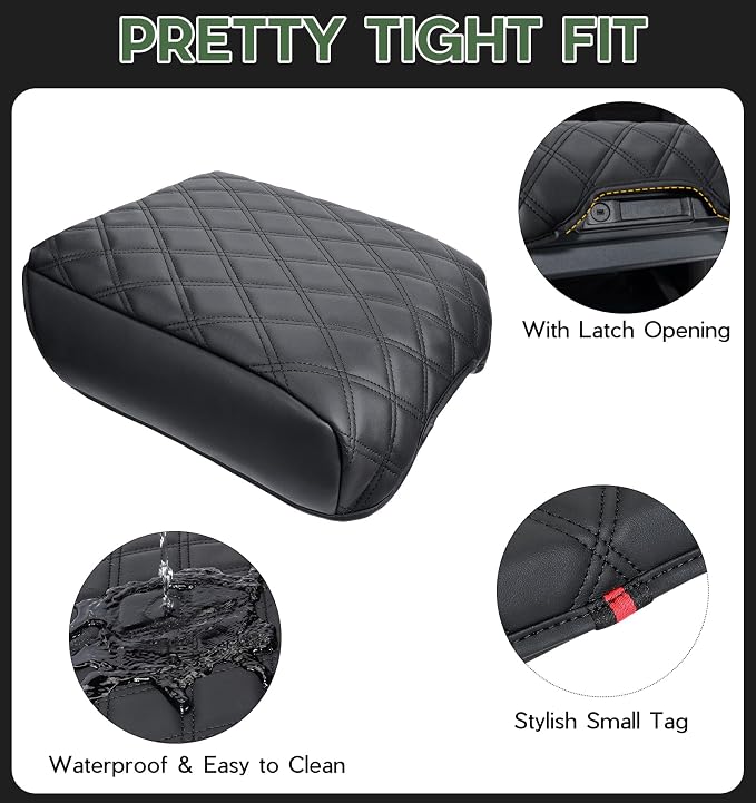 Center Console Cover for Ford F150 2021 2022 2023 2024 2025 Truck Interior Accessories, PU Leather Armrest Middle Console Cover Anti-Scratch Protector Cushion Pad (Bucket Seat Only)
