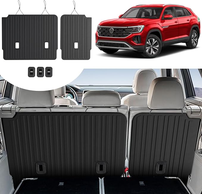 2nd Backrest Mat for Volkswagen VW Atlas 2018-2025 2026 (Not for Cross Sport)-All Weather TPE Seat Back Cover Protection Kick Mats for VW Atlas SE SEL Peak Edition Accessories-7 Seats