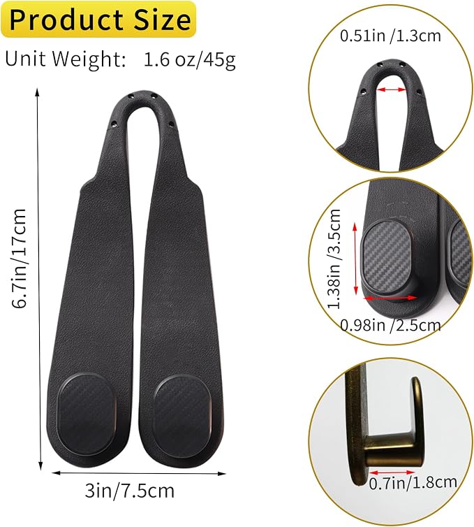 WEIHAO Purse Hook for Car Headrest, Silicone Car Seat Back Storage Hook, Twin Hooks Carbon Fiber Textured Car Headrest Hangers, Bag Holder for Sedan, Trucks, SUVs, Most Vehicles (Black-4PCS)