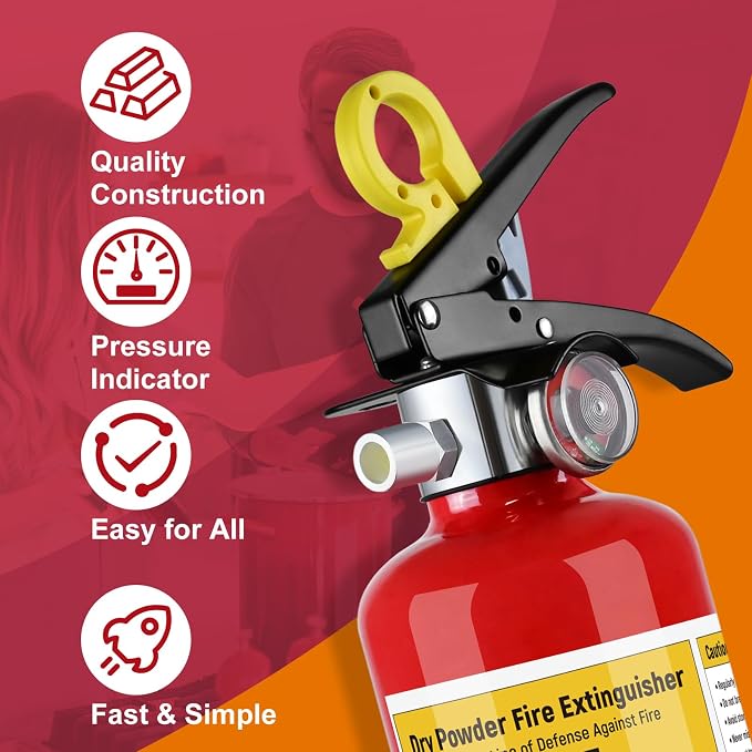 ABC Fire Extinguisher for Home 1-A:10-B:C Rated Dry Chemical Extinguisher | Extintor Para Carro Fire Safety Equipment with Quick-Release Handle for Kitchen, Business, Vehicle